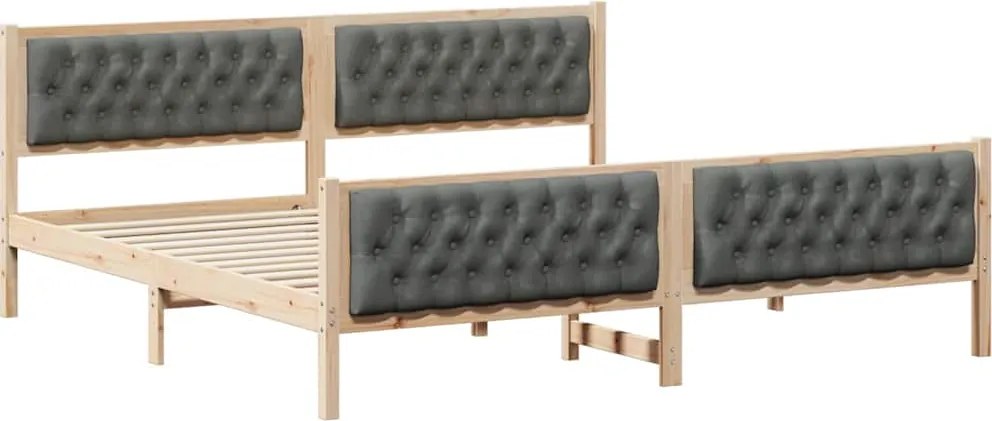 vidaXL Cadru de pat Gri închis 200 x 200 cm Lemn de pin masiv