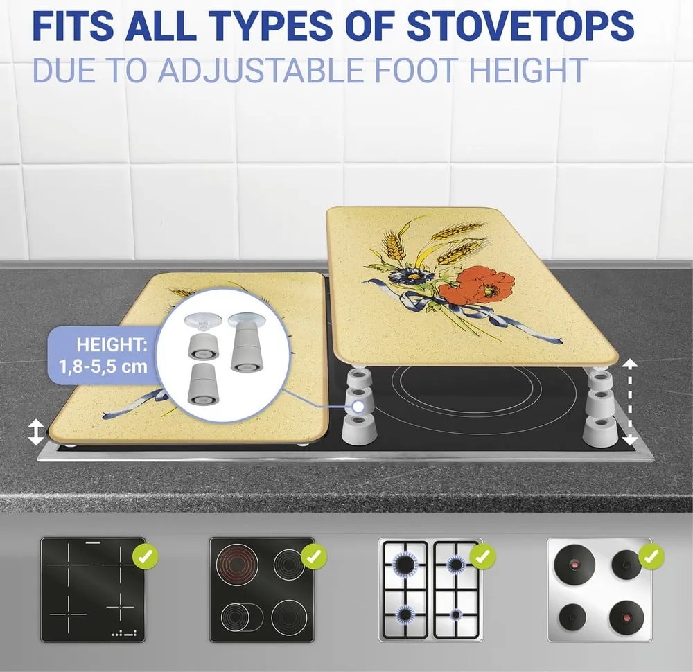 Protecții de aragaz 2 buc. din sticlă temperată 52x30 cm Corn-Flowers - Maximex