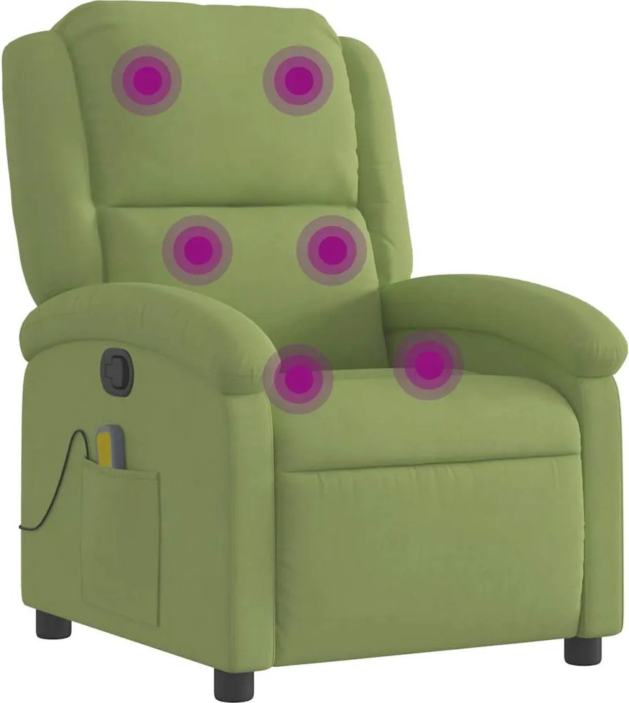 vidaXL Fotoliu de masaj rabatabil, verde deschis, catifea