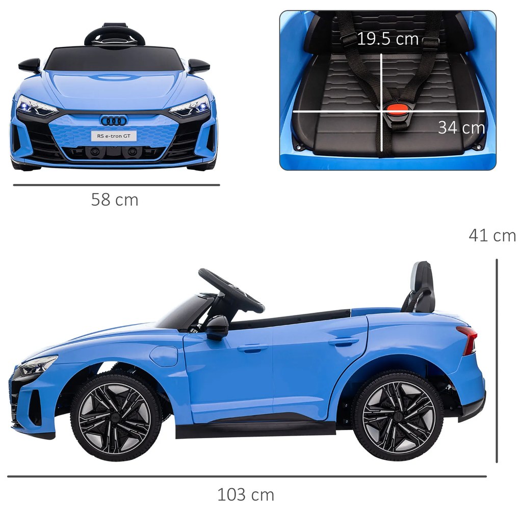 HOMCOM Mașină Electrică pentru Copii cu Motor Dublu, Mașinuță Electrică pentru Copii, 103x58x41 cm, Albastră | Aosom Romania