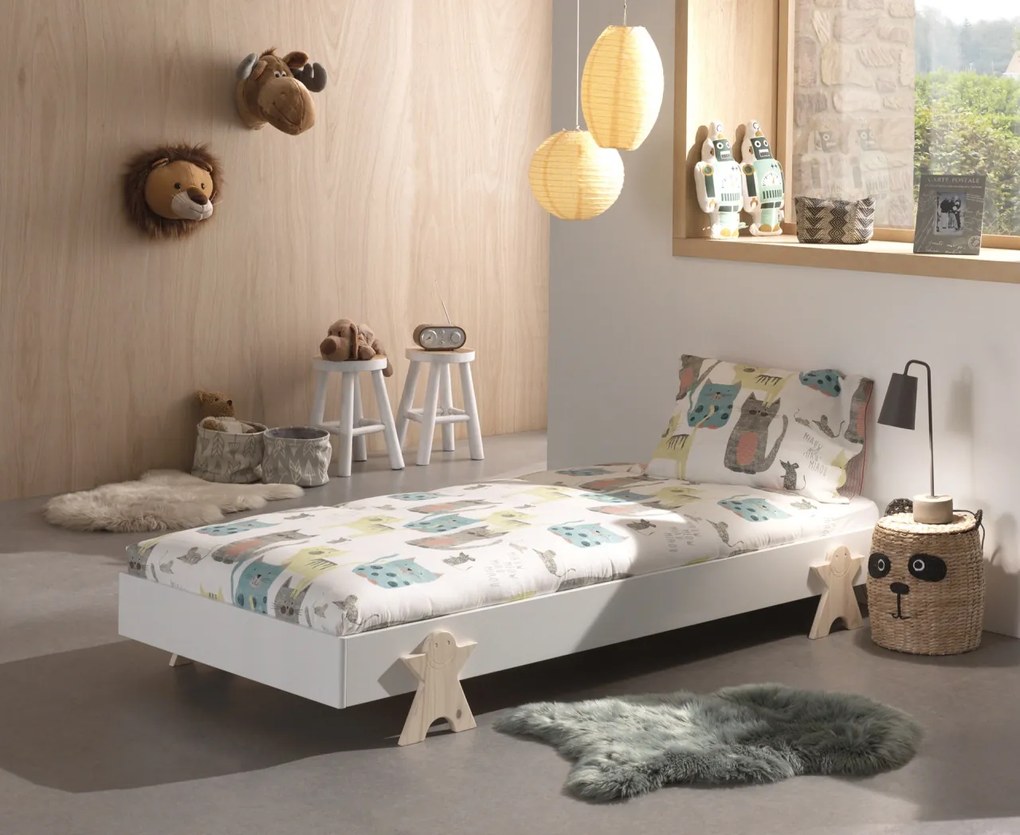 Set MODULO format din 2 Pat copii MODULO (90 x 200 cm) cu picioare Pat copii în formă de zâmbet.