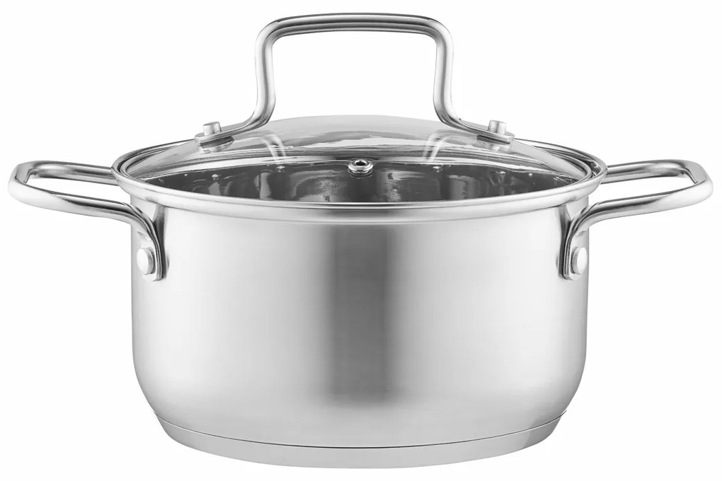 Oala inox cu capac 18cm, 2L, Hugo