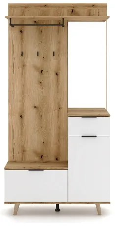 Panou pentru hol SVEN cu oglindă, maro/alb