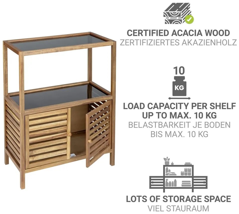 Dulap de baie negru/în culoare naturală jos din lemn de acacia 67,5x86 cm Fondi – Wenko