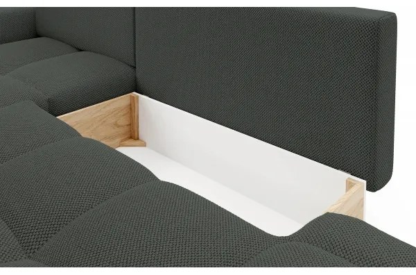 Colțar extensibil tapițat ALMADA, cu spațiu de depozitare, în L, stânga, antracit