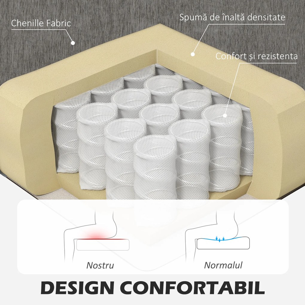 HOMCOM Canapea Colțar Extensibil cu Șezlong Reversibil, Pernă pentru Șezut și Spătar și 3 Locuri, 186x130x84 cm, Maro | Aosom Romania