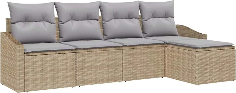 vidaXL Set de canapea cu pernă 5 pcs Bej poliratan