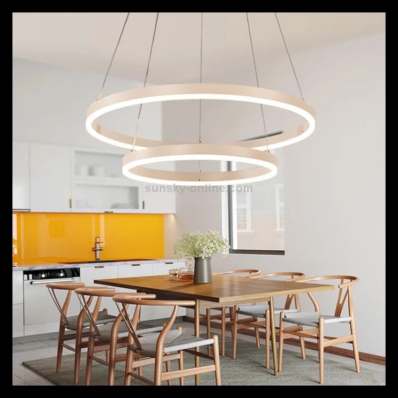 Lustra LED cu Telecomanda, ALB, Cercuri, wifi 2.4G cu lumina/rece/calda/neutra intensitate reglabila, 100W