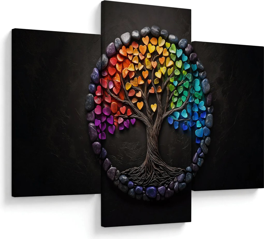 Tablou – Arbore plin de inimi colorate (90x60 cm)