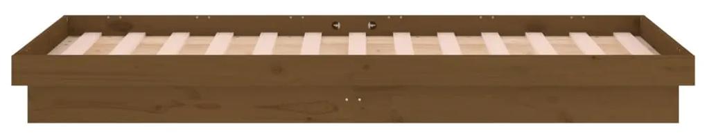 Cadru de pat Single 3FT cu LED, maro miere,90x190cm, lemn masiv maro miere, 90 x 190 cm