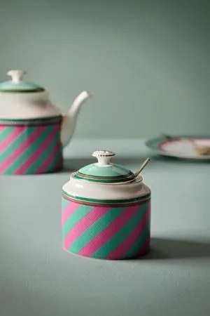 Zaharniță porțelan, Pip Studio, Stripes Pink-Green, 550ml, colecția Pip Chique