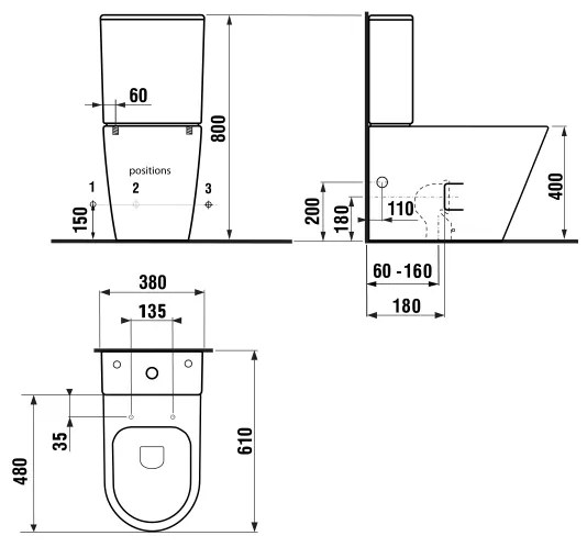 Sapho - WC combinat PACO, ceramică, negru
