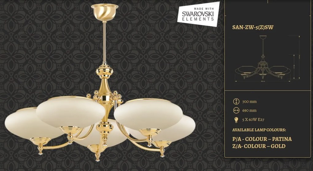 Candelabru 5 brate design clasic Cristal Scholer San Marino