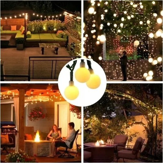Ghirlandă solară decorativă, 50 LED, 8 funcții, 500 mAh, 9,5 m, IP67, alb cald