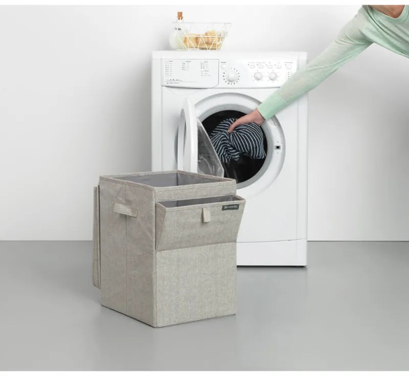 Cutie de rufe stivuibila Brabantia 1000827, 35 L, Deschidere frontala, Capac larg, Pliabil, Gri
