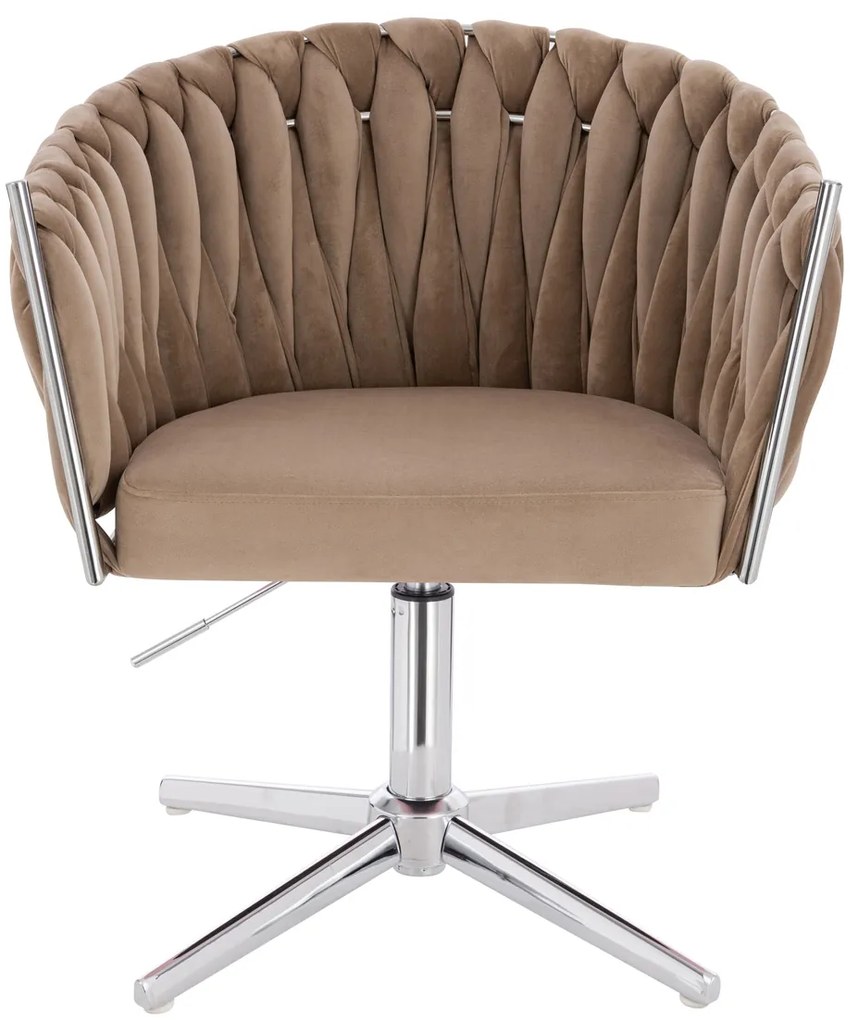 HR750CROSS Scaun Latte din Catifea cu Bază Cromata