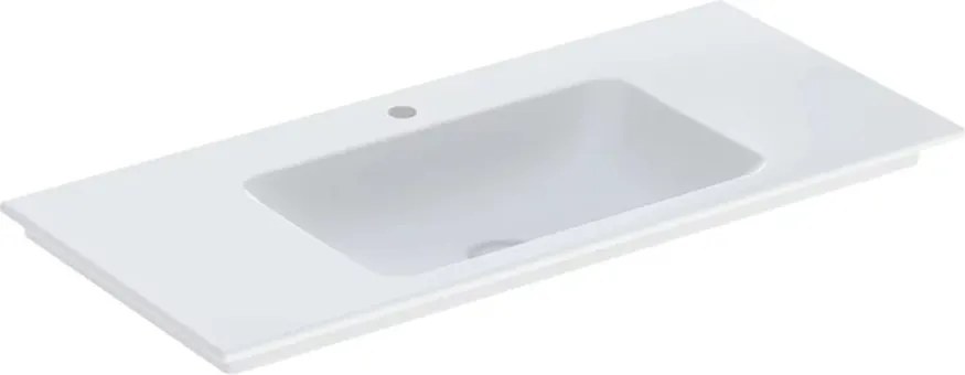 Lavoar pe mobilier Geberit One Slim 105 cm alb lucios KeraTect cu orificiu baterie