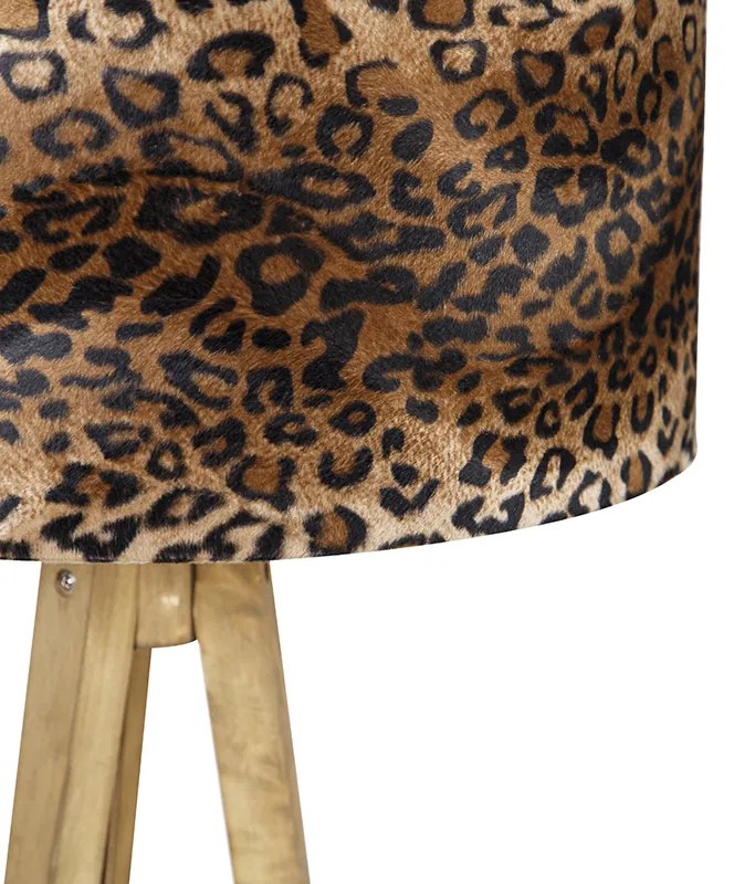 Triplu rustic cu abajur leopard 50 cm - Tripod Classic