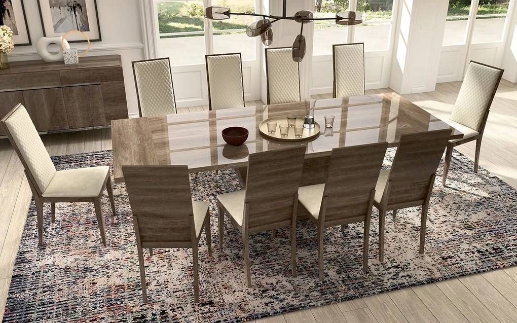 Set lemn masiv masă și scaune Medea - 8 scaune, 250 × 115 × 76 cm