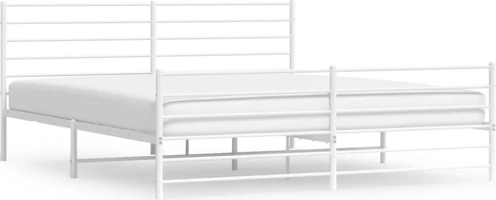 vidaXL Cadru de pat metalic cu tăblie, alb, 200x200 cm
