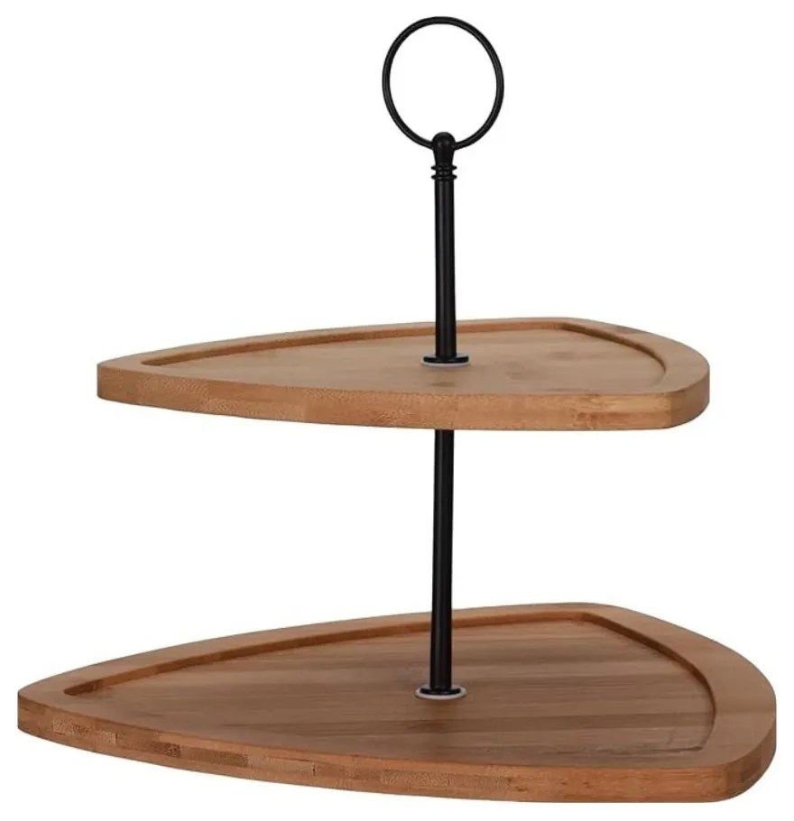 Platou etajat Shapes din lemn de bambus 25x23.5 cm