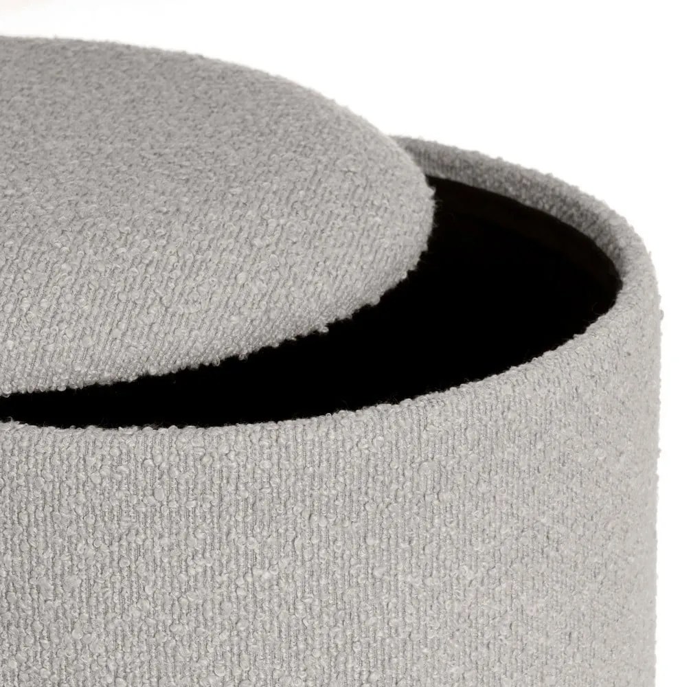 Pufuri gri-deschis 2 buc. cu tapițerie din țesătură bouclé – Casa Selección