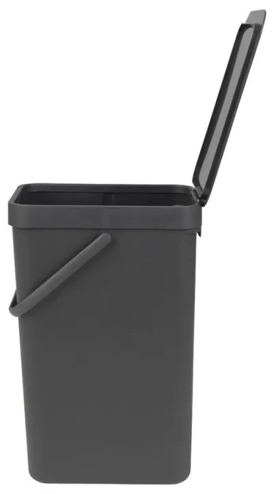 Cos de gunoi colectare selectiva Brabantia Sort&Go 648978, 16 L, Maner, Montabil pe perete, Gri inchis