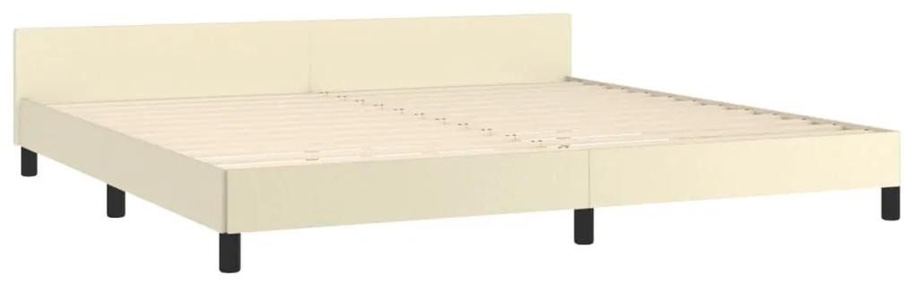 Cadru de pat cu tablie, crem, 200x200 cm, piele ecologica Crem, 200 x 200 cm