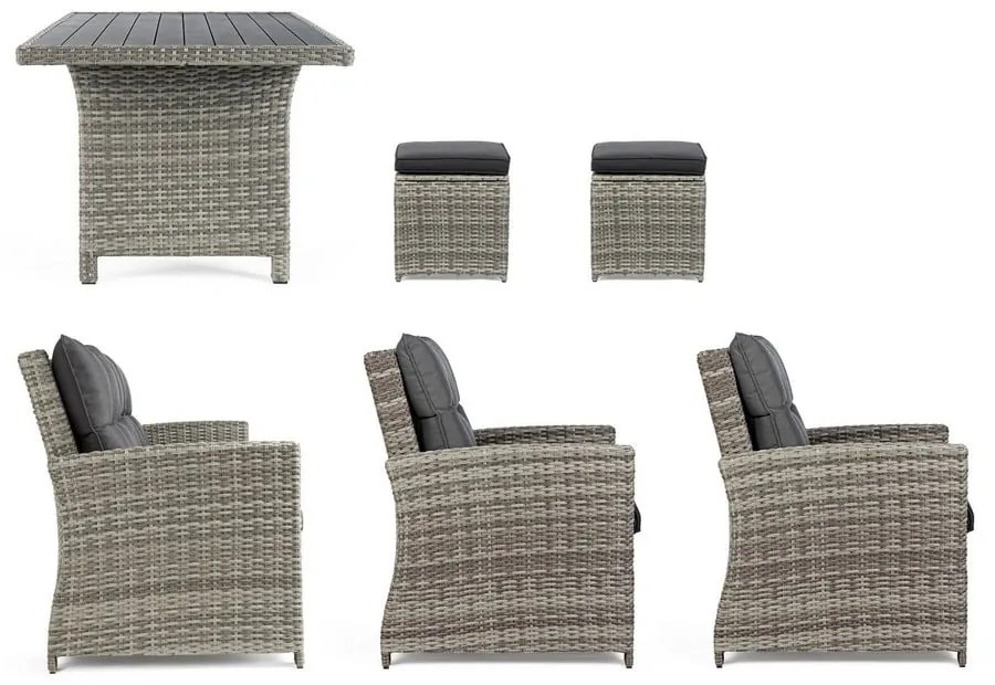 Set mobilier de grădină gri din ratan artificial pentru 6 persoane Ariel – Bizzotto