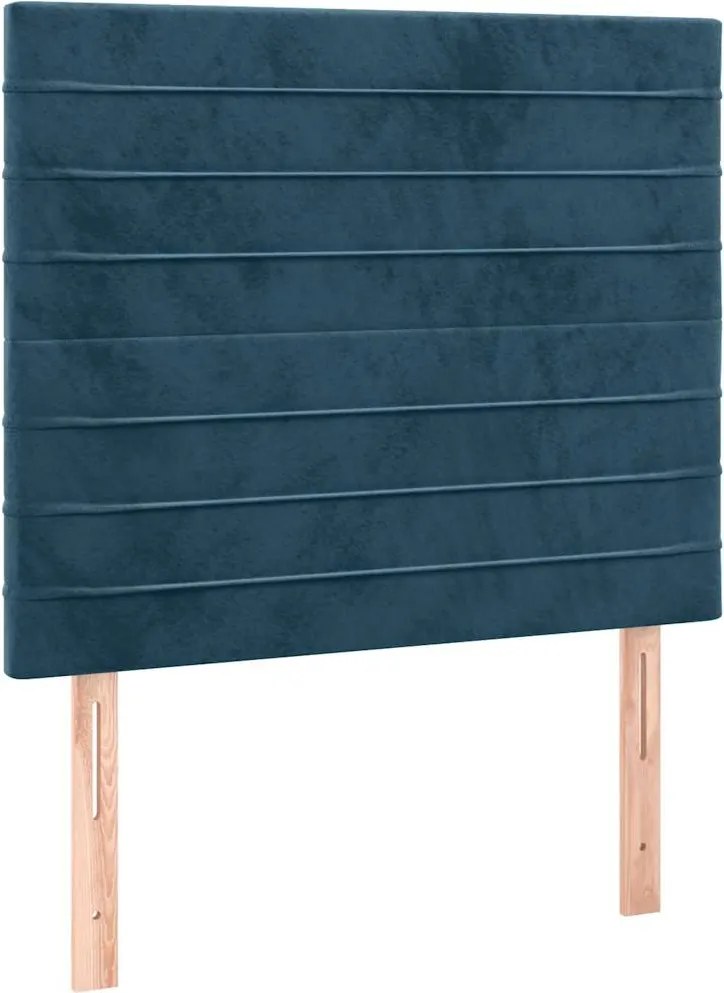 vidaXL Tăblie de pat albastru închis 90x5x118/128 cm catifea