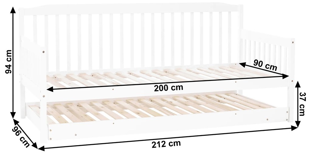 Pat extensibil pentru copii 90 cm Pazzan (alb) (cu somieră). 1034667