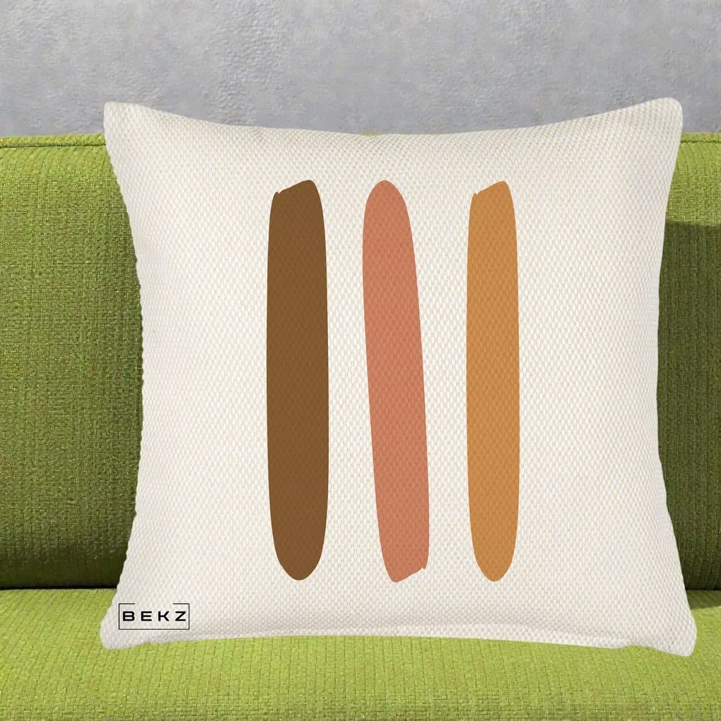 Perna Decorativa Abstract Linii Terracotta, 40x40 cm, Crem Reliefat, Husa Detasabila, Perna Inclusa, BEKZ®
