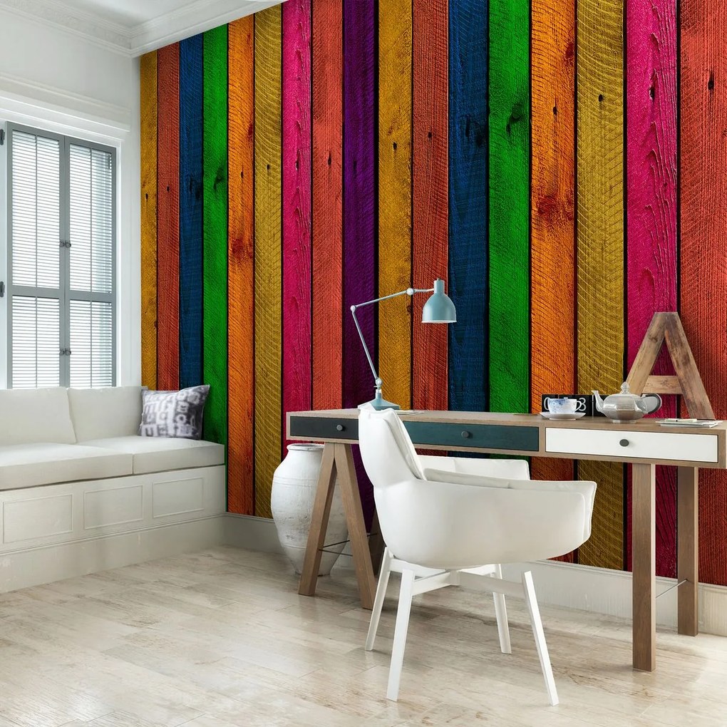 Fototapet - Scândură colorată (152,5x104 cm)