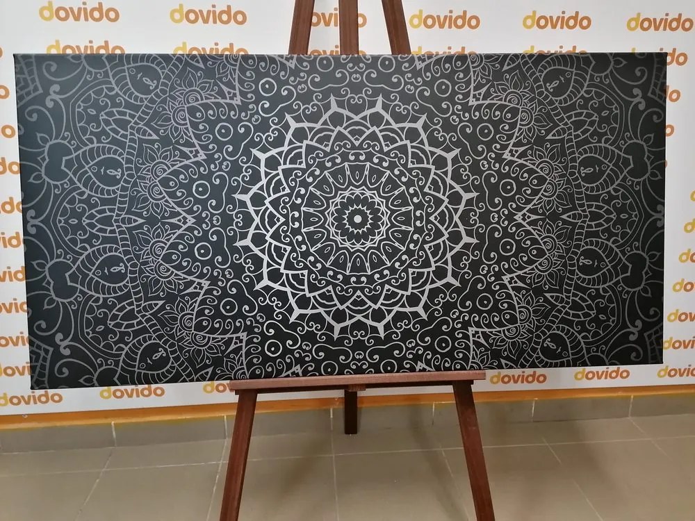 Tablou vintage Mandala în stil indian în design alb-negru