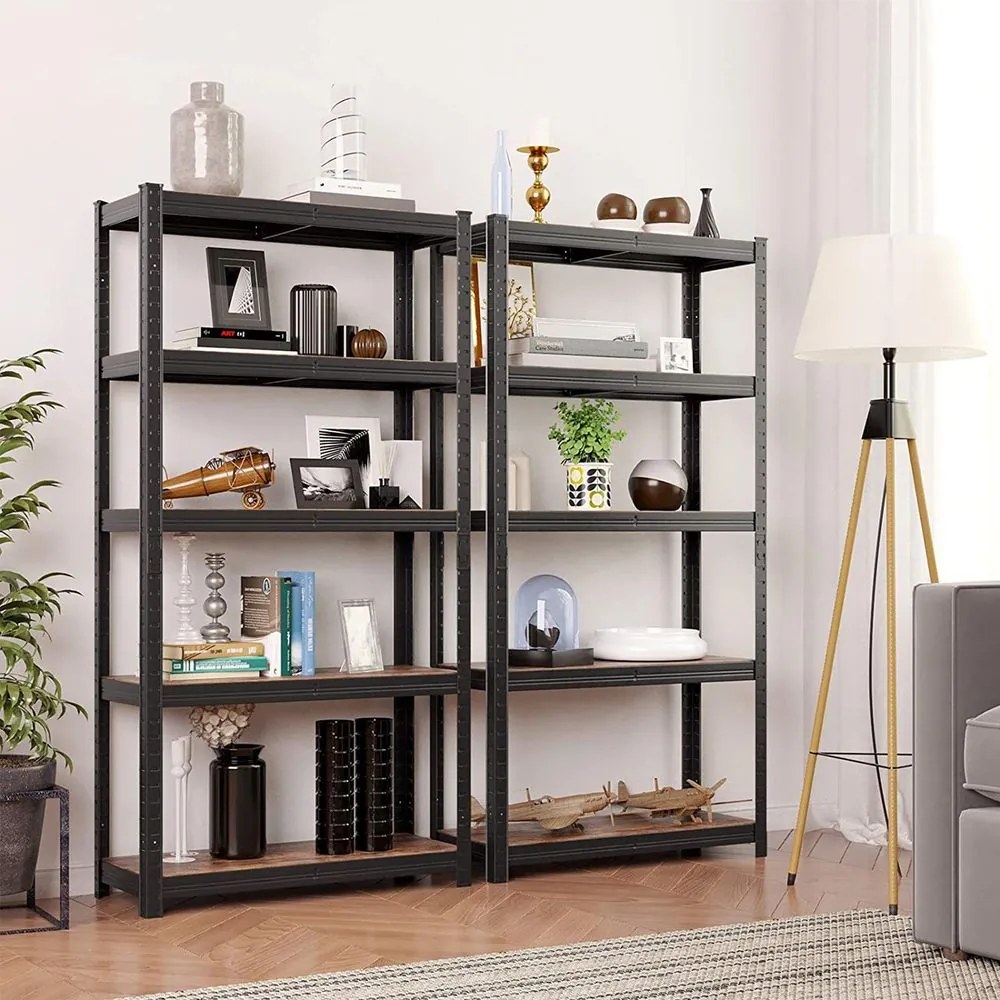 Raft de depozitare DUSTY, 5 polițe, max. 650kg, negru/maro SongmicsHome