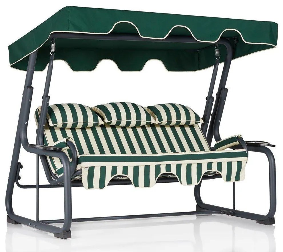 Balansoar de gradina cu 3 locuri Timsah, Verde, 200 x 165 x 110 cm