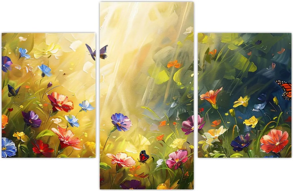 Tablou - Pajiște cu flori de primăvară, pictură (90x60 cm)