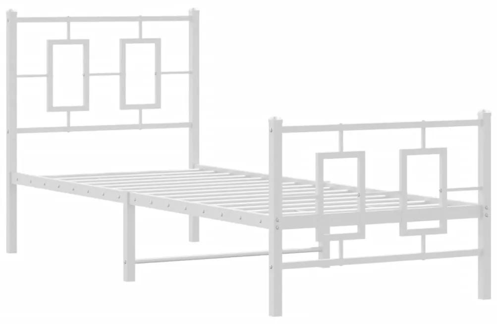 374299 vidaXL Cadru de pat metalic cu tăblie de cap/picioare, alb, 80x200 cm