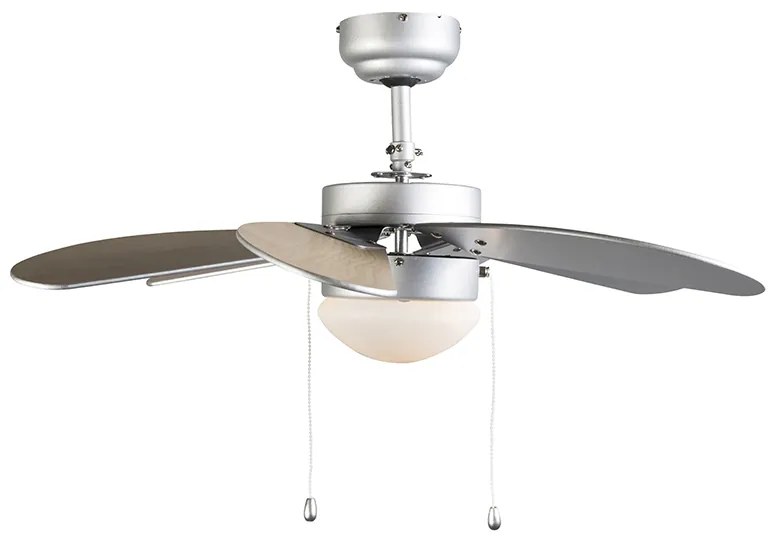 Ventilator de tavan din oțel cu finisaj aspect lemn, 80 cm, cu întrerupător cu șnur - Fresh