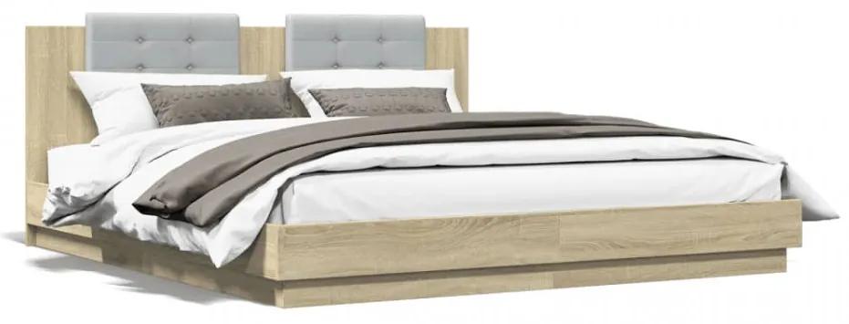 Cadru de pat cu tăblie stejar sonoma 180x200 cm lemn prelucrat