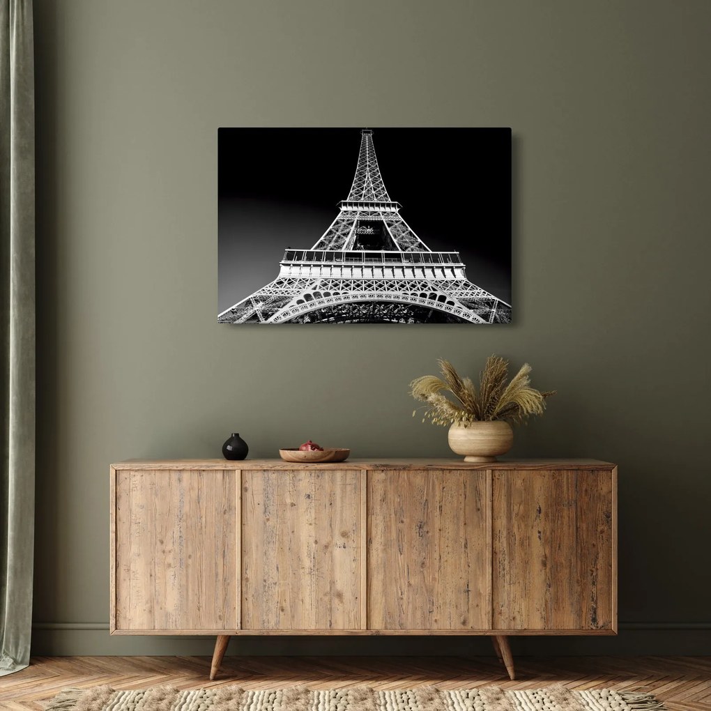 Tablou - Turnul Eiffel, alb-negru (90x60 cm)