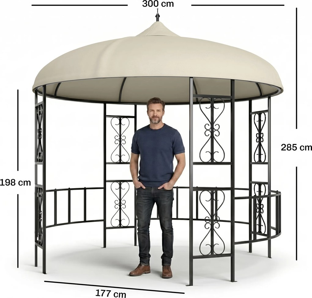Outsunny Foisor de Gradina Rotund de 3(m), Gazebo Elegant | Aosom Romania