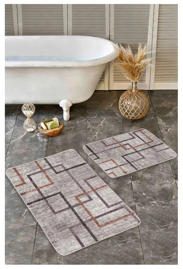 Covorașe de baie gri 2 buc. din catifea 60x100 cm – Mila Home