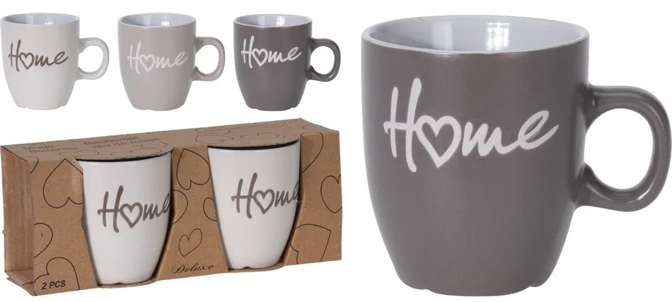 Set de căni din gresie ceramică Home 150 ml, 2 buc, maro deschis