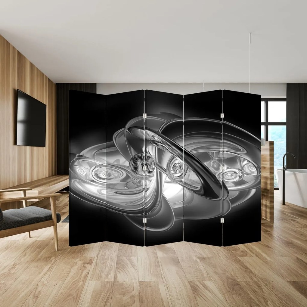 Paravan - Abstracțiune modernă în gri (210x170 cm)
