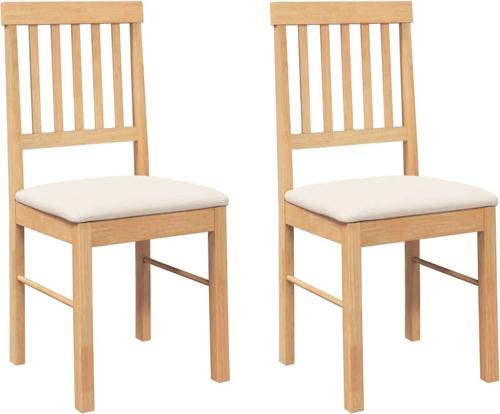 vidaXL Scaune de sufragerie cu perne 2 buc din cauciuc din lemn masiv