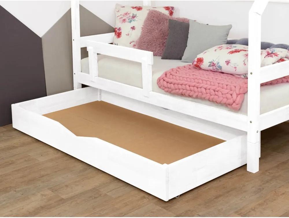 Sertar din lemn pentru pat cu somieră pe suprafață plină Benlemi Buddyn, 120 x 180 cm, alb