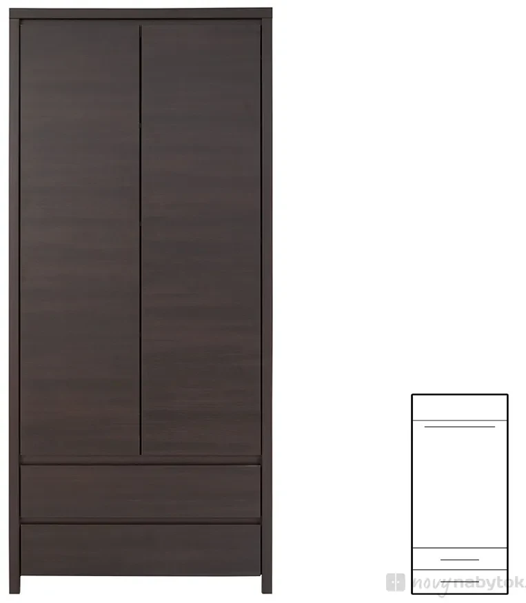 Dulap de haine Kaspian SZF2D2S (Wenge). 735090 | BIANO