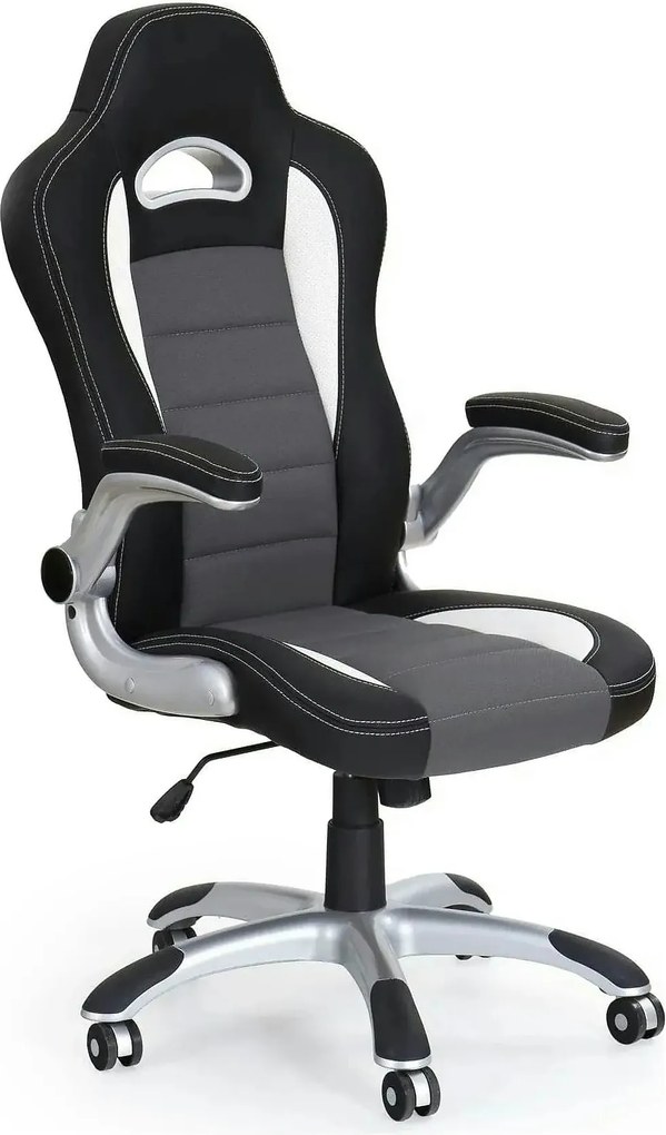 Scaun gaming LOTUS, negru/gri, piele ecologica perforata, 63x65x117/12