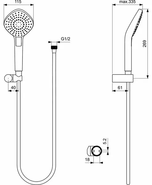 Set de dus Ideal Standard IdealRain Evo Diamond cu para dus 115 mm si agatatoare